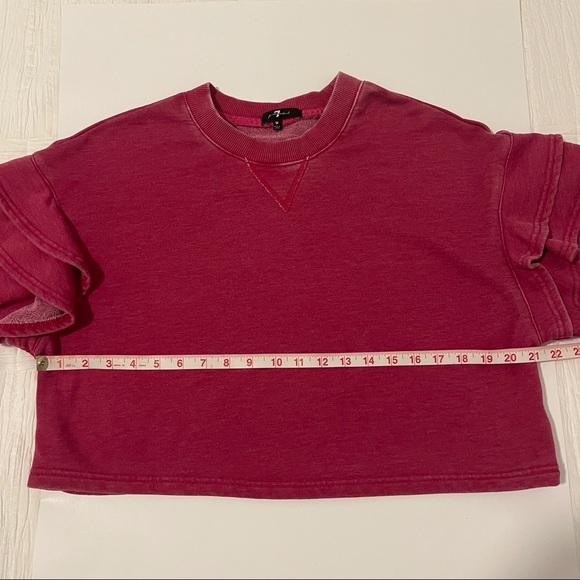 7 For All Mankind Ruffled Cropped Sweatshirt - Picture 5 of 9